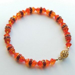 Handmade Swarovski Fire Opal and Siam Red Bracelet